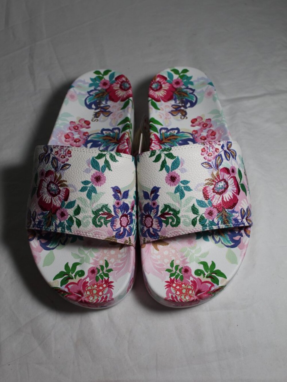NEW Johnny Was JWLA 3J Workshop Biya Platform Pool Slides Melia White Floral